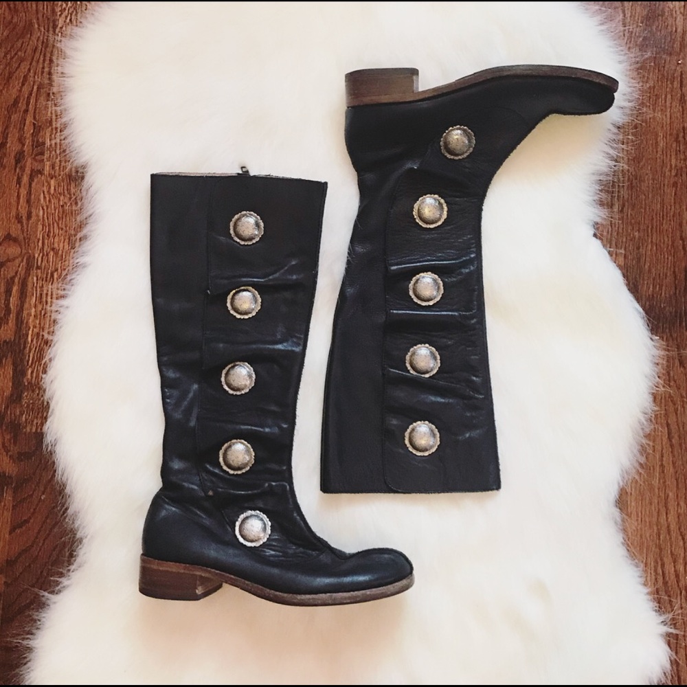 Authentic Custom GeeWaWa Black Leather Boots